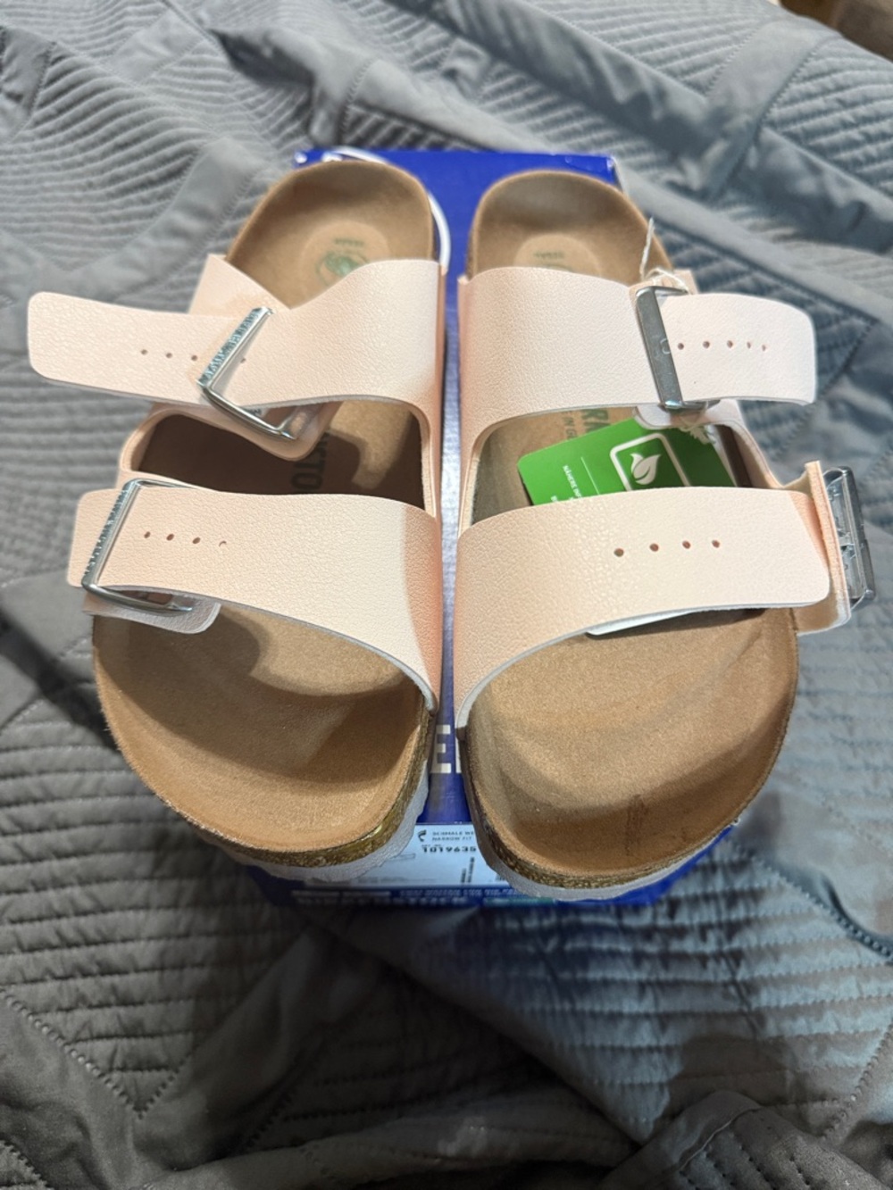 Birkenstock Kids Two-Strap Sandals in Light Pink with Silver Buckles